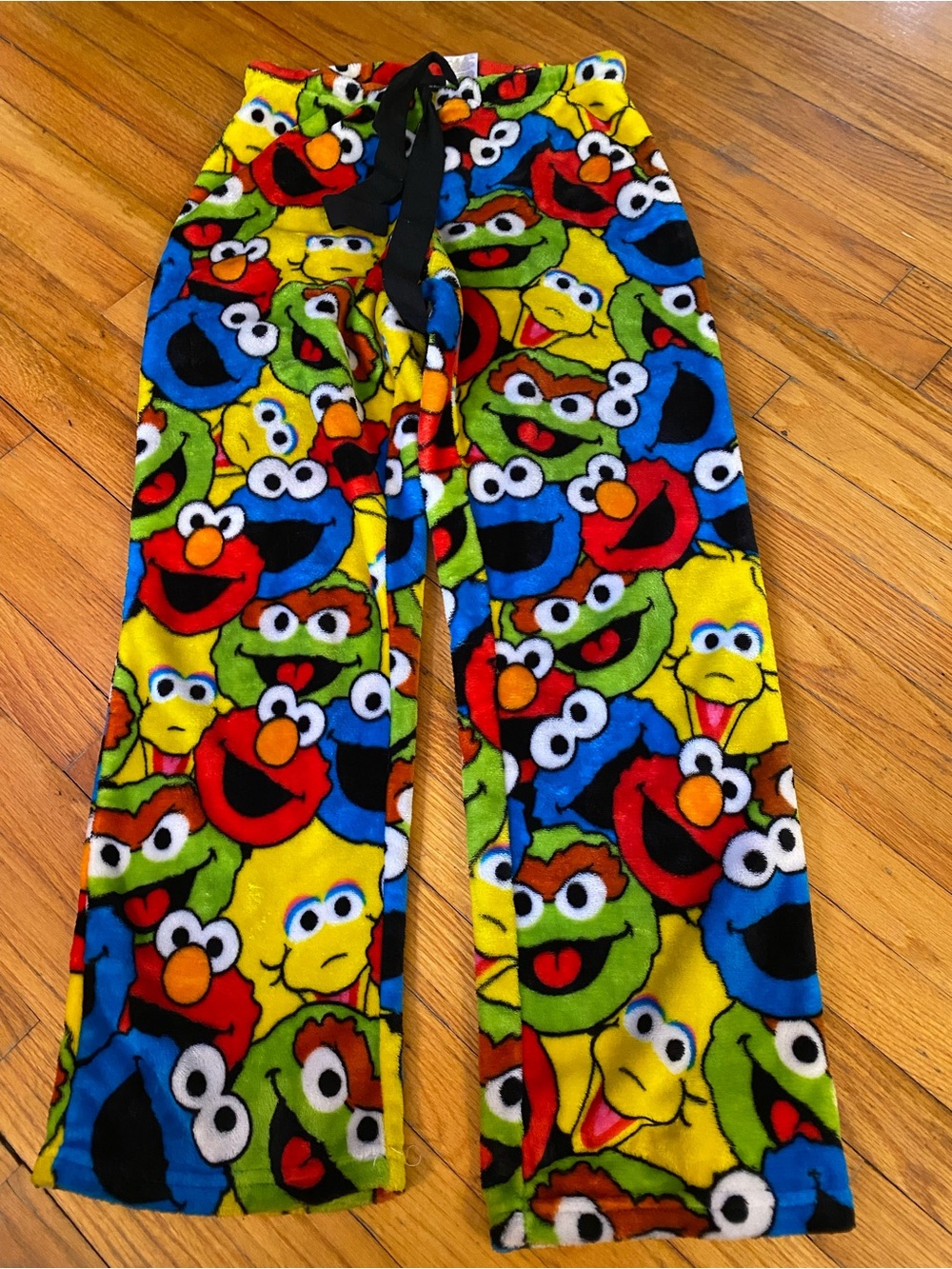 Adults M Yellow Sesame Character Fleece Pajama Pants Super Soft